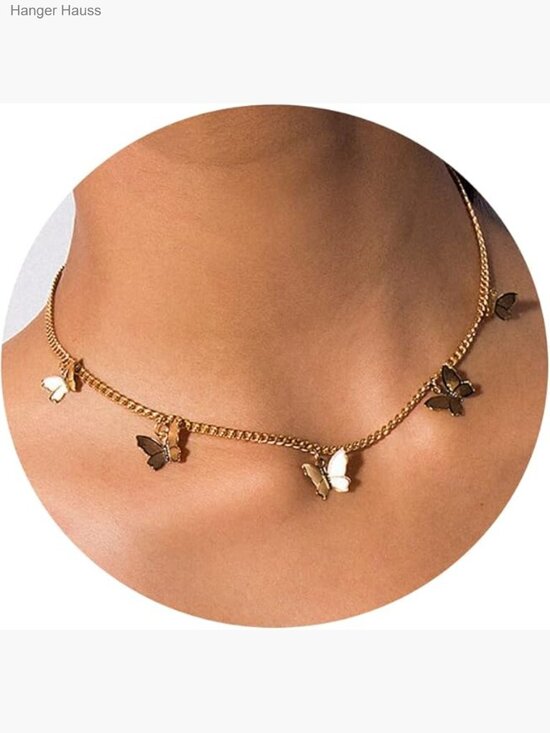 Jewelry - Dainty Gold Butterfly Bow Choker Necklace for Women
